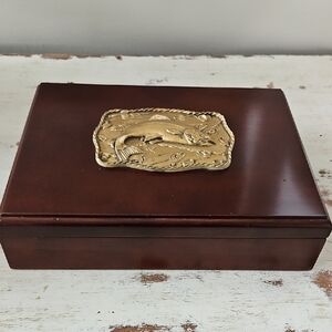 Men's Wood And Brass Storage Valet Box